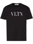 Valentino White Bold VLTN Print Logo Black T-Shirt