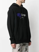 Palm Angels London Purple Sprayed-logo Hoodie Black