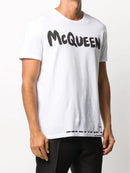 Alexander McQueen Graffiti Print Logo T-Shirt in White