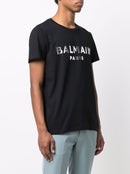 Balmain Silver logo print T-Shirt in Black