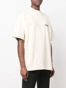 Balenciaga Political Campaign Embroidered Logo Blue Stripe T-Shirt in White