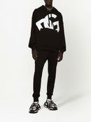 Dolce & Gabbana Jersey DG Printed Hoodie in Black