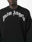 Palm Angels Curved GD curved Logo print Sweatshirt in Black