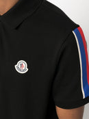 Moncler Stripe Sleeve Tape Polo in Black