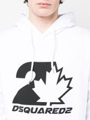 Dsquared2 Cool Fit Maple Leaf Hoodie White