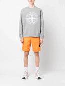 Stone Island Stitches Four Embroidered Logo Sweatshirt in Grey