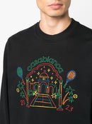 Casablanca Rainbow Crayon Temple Embroidered Sweatshirt in Black