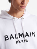 Balmain Paris Logo Printed Hoodie in White