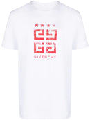 Givenchy 4G Stars Red Logo Printed T-Shirt in White