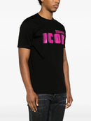 Dsquared2 Icon Blur Cool Pink logo Cotton T-Shirt in Black