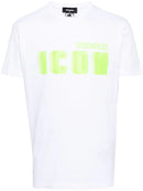 Dsquared2 Icon Blur Cool Green logo Cotton T-Shirt in White