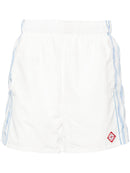 Casablanca Wavy Striped Swim Shorts in White