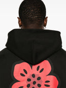 Kenzo Red Boke Flower Printed Hoodie in Black