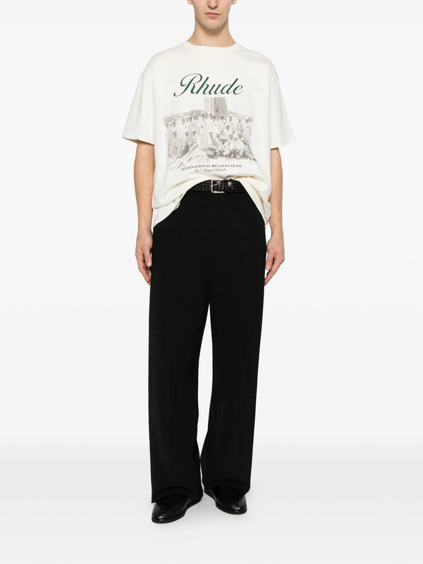 Rhude Script Printed T-Shirt in Vintage White