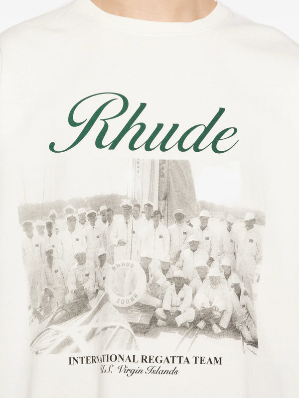 Rhude Script Printed T-Shirt in Vintage White