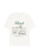Rhude Script Printed T-Shirt in Vintage White