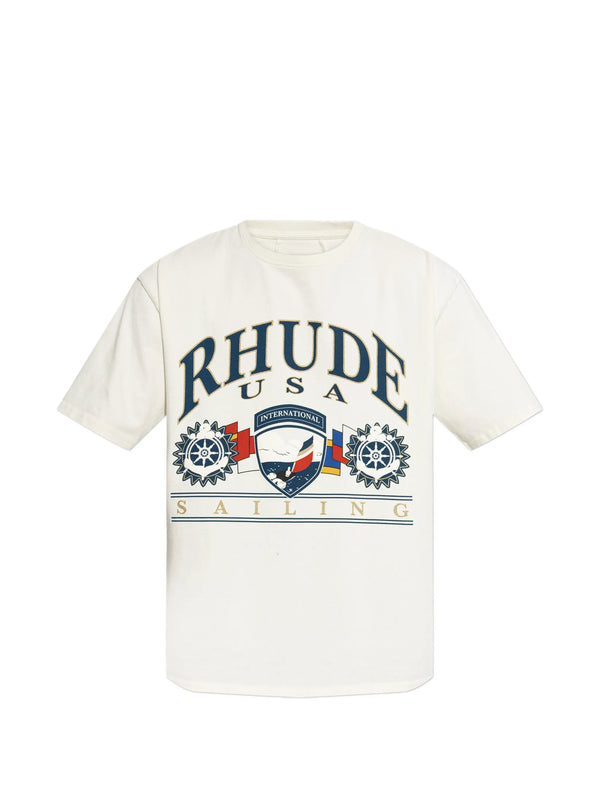 Rhude USA Sailing Printed T-Shirt in Vintage White