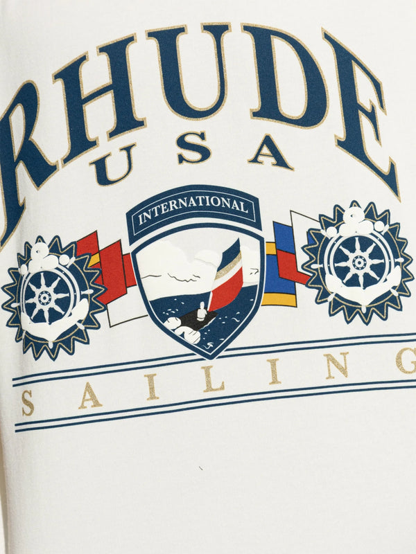 Rhude USA Sailing Printed T-Shirt in Vintage White