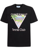 Casablanca Tennis Club Icon Printed Cotton T-Shirt Black