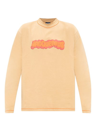 Jacquemus Pate A Modeler Print Logo Paste Le Long Sleeved T-Shirt in Beige