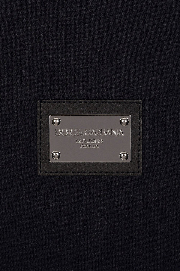 Dolce & Gabbana Silver Plaque T-Shirt in Navy Blue