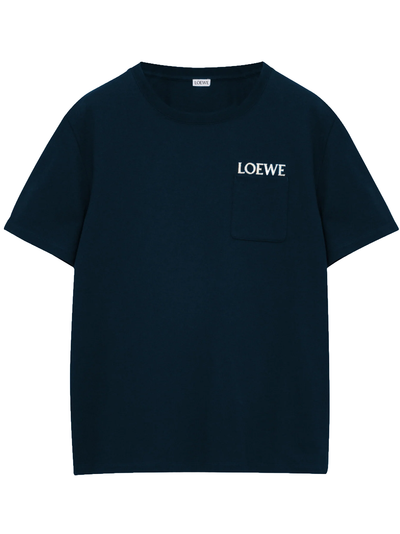 Loewe Pocket Embroidered Logo T-shirt in Navy