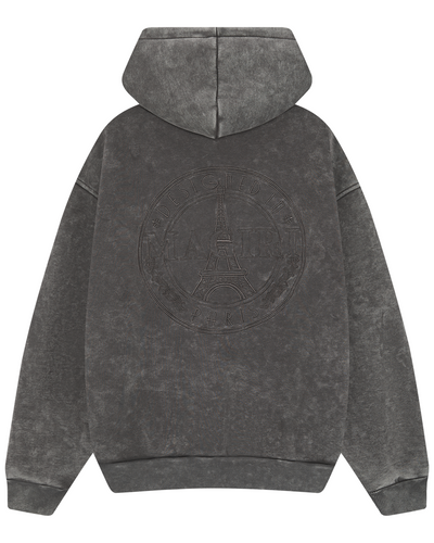 Magiri Embroidered Acid Wash Hoodie in Washed Grey