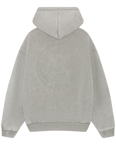 Magiri Embroidered Acid Wash Hoodie in Washed Oatmeal