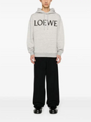 Loewe Logo Printed Cotton Oversized Hoodie in Grey