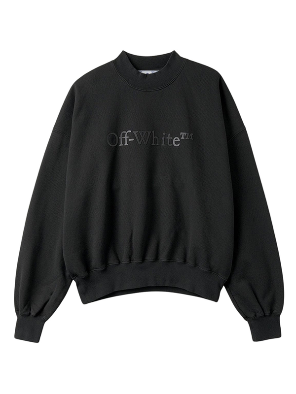 Off White Bookish Laund Boxy Fit Black Sweatshirt