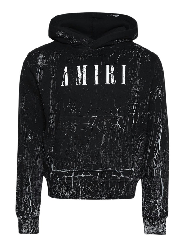 Amiri Cracked Dye Core Logo Black Hoodie