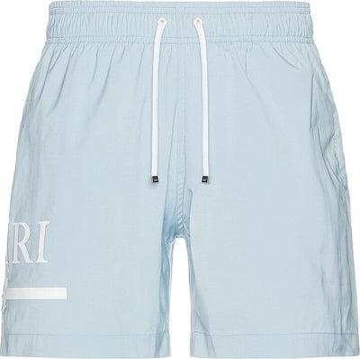 Amiri Ma Bar Logo Swim Trunk in Baby Blue