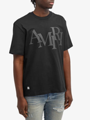 Amiri Black Staggered Logo Print T-Shirt in Black