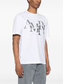 Amiri Staggered Chrome Printed Logo T-Shirt in White