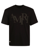 Amiri Black Staggered Logo Print T-Shirt in Black