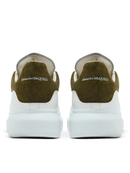 Alexander McQueen Oversized Leather Trainer in White/Khaki Crocodile