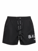 Balmain Logo Tech Swim Shorts in Black