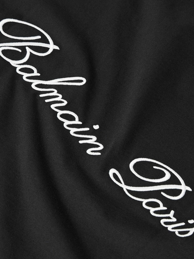 Balmain Logo Embroidered Loose Fit T-Shirt in Black