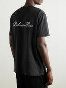 Balmain Logo Embroidered Loose Fit T-Shirt in Black