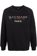 Balmain Paris Split Textured Logo Sweatshirt in Black