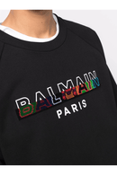 Balmain Paris Split Textured Logo Sweatshirt in Black