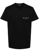 Balmain Vintage Silver Gel Logo T-Shirt in Black