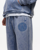 Magiri Embroidered Acid Wash Joggers in Washed Blue