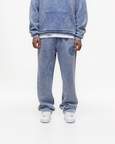 Magiri Embroidered Acid Wash Joggers in Washed Blue
