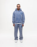 Magiri Embroidered Acid Wash Joggers in Washed Blue
