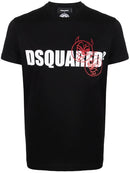 Dsquared2 Doodle Logo Face Cotton T-shirt in Black