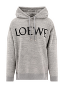 Loewe Logo Printed Cotton Oversized Hoodie in Grey