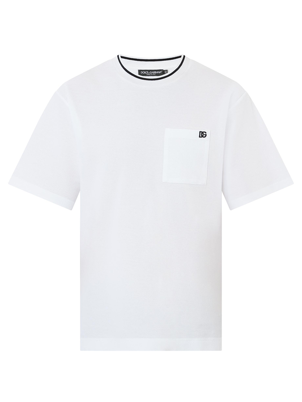 Dolce & Gabbana Piqué Patch Pocket T-Shirt in White