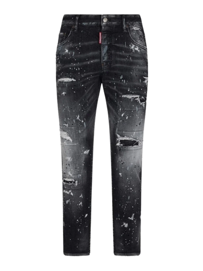 Dsquared2 Paint Splatter Rhinestone Skater Jeans in Black