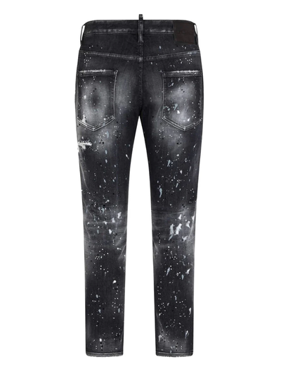 Dsquared2 Paint Splatter Rhinestone Skater Jeans in Black